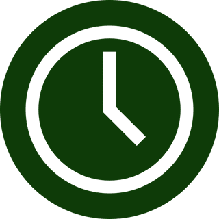 Minimalist clock symbol on dark green